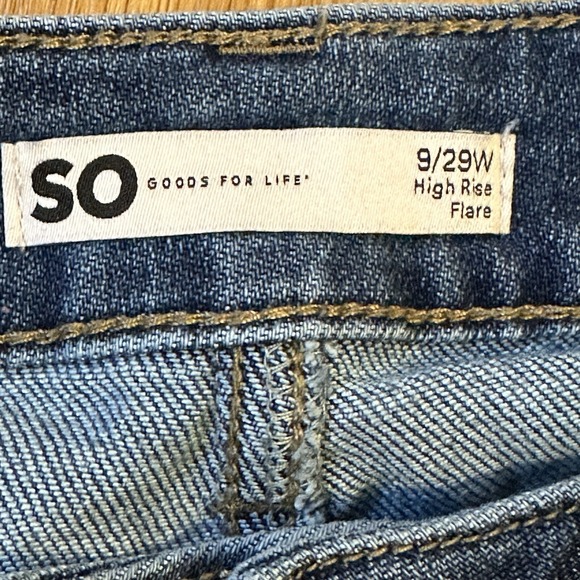 SO Button Fly Flare Leg Jeans Women's Size 9 Med Wash Blue Denim 29x31 Kendrick - Picture 15 of 16